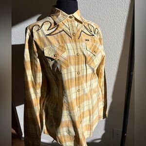 Cruel Girl Yellow Plaid Button Down Shirt